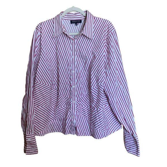 Jones New York Womens Size 3X Multicolor Stripe Button Up Top Long Sleeve Blouse - Picture 1 of 7